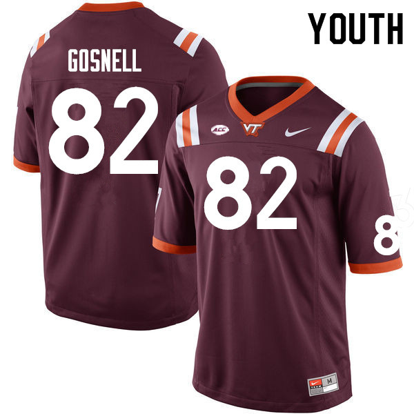 Youth #82 Benji Gosnell Virginia Tech Hokies College Football Jerseys Sale-Maroon